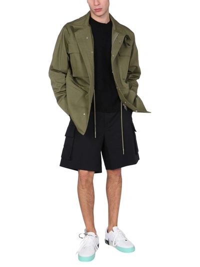 Off-white Arrows Cotton Field Jacket In Green