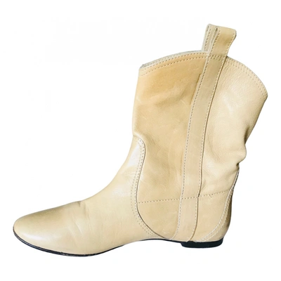 Pre-owned L'autre Chose Leather Ankle Boots In Beige