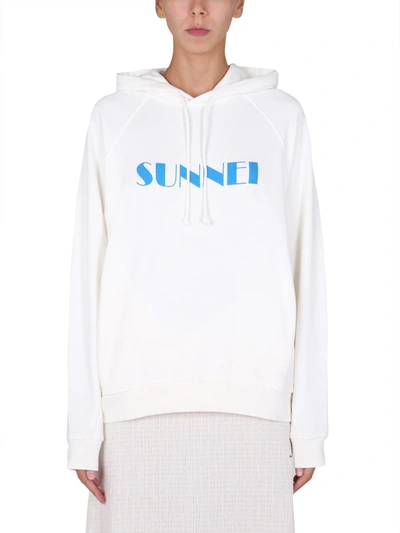 Sunnei X Eleonora Bonucci Sweatshirt With Logo Print Unisex In White
