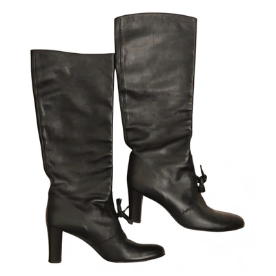 Pre-owned Paule Ka Leather Boots In Black