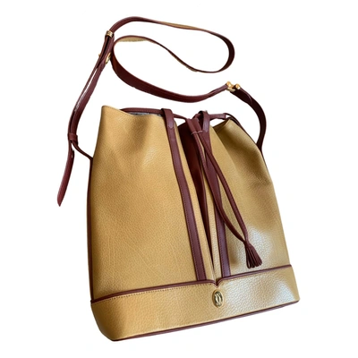 Pre-owned Cartier Seau Leather Handbag In Beige