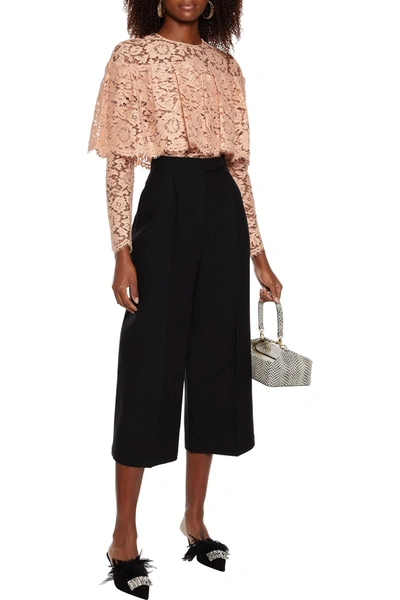 Valentino Gathered Corded Lace Top In Blush