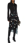 Rabanne Wrap-effect Floral-print Satin-jersey Midi Skirt In Black