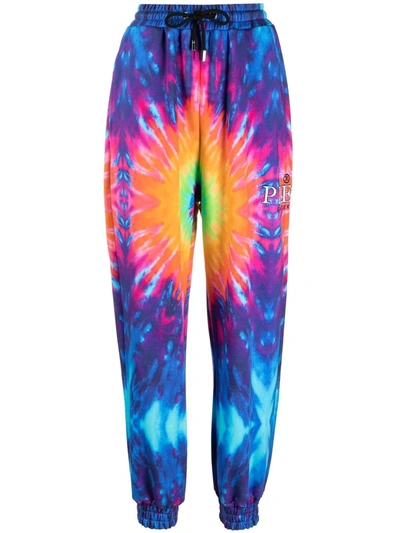 Philipp Plein Tie-dye Tracksuit Bottoms In Blue