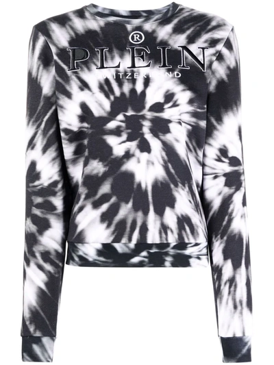 Philipp Plein Logo-embroidered Tie-dye Sweatshirt In Black