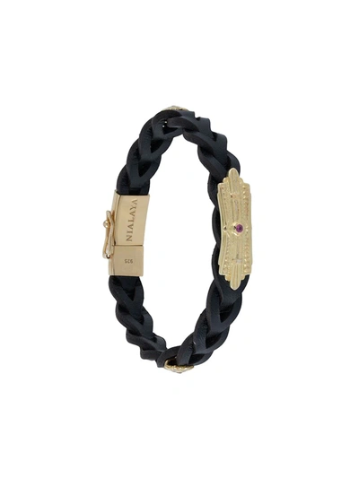 Nialaya Jewelry Braided Leather Bracelet In Schwarz