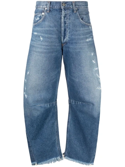 Citizens Of Humanity Horseshoe Balloon-leg Crop Jeans In Blau