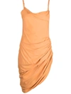 Jacquemus La Robe Saudade Asymmetrical Open Back Hemp Blend Minidress In Orange
