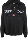 Just Don Black Logo-print Hooded Windbreaker In Black