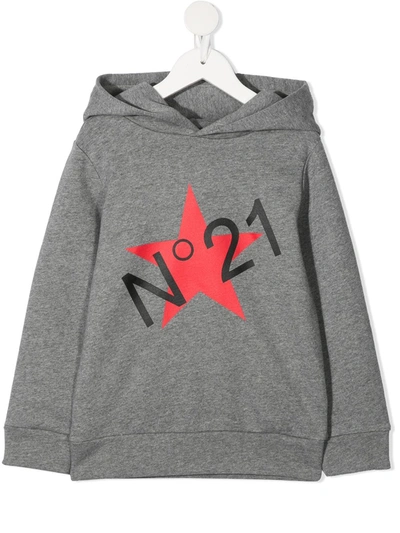 N°21 Teen Logo-print Pullover Hoodie In Grey