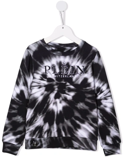 Philipp Plein Junior Kids' Tie-dye Print Sweatshirt In Black