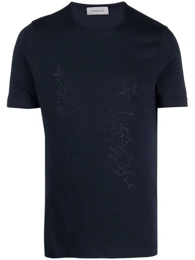 Corneliani Graphic-print Jersey T-shirt In Blue