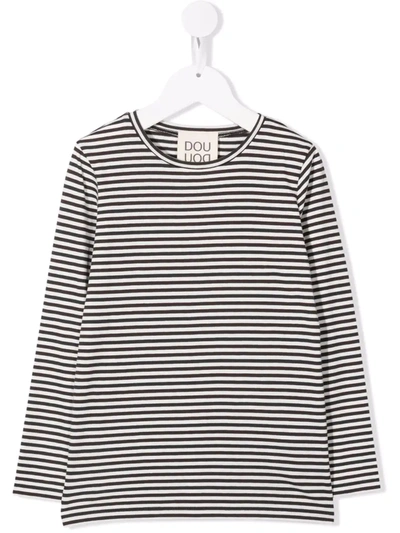 Douuod Kids' Striped Long-sleeved T-shirt In White