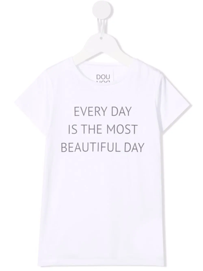Douuod Kids' Everyday Is The Most Beautiful Day T-shirt In White