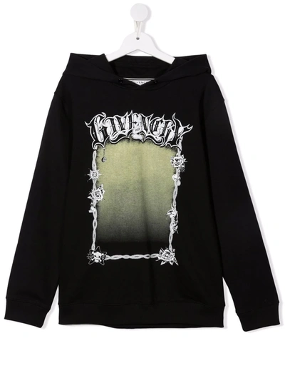 Givenchy Printed Cotton Sweatshirt Hoodie In Black