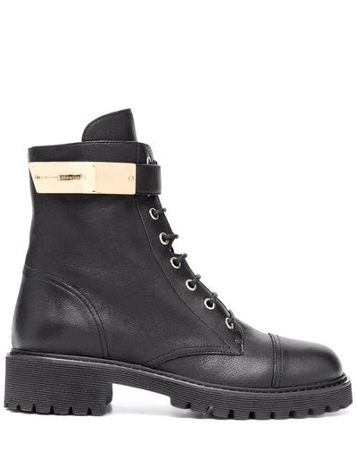 Giuseppe Zanotti Lace-up Leather Combat Boots In Black