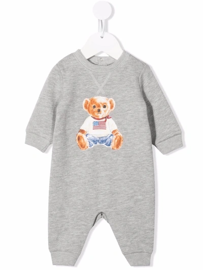 Ralph Lauren Babies' 2 Pieces Polo Bear Onesie In Grey