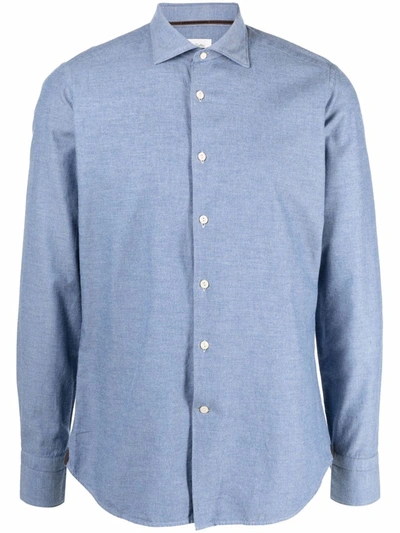 Tintoria Mattei Long-sleeved Twill Shirt In Blue