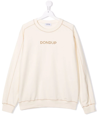 Dondup Teen Logo-print Sweatshirt In Neutrals