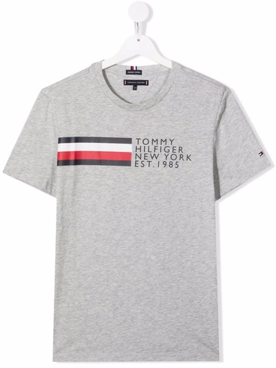 Tommy Hilfiger Junior Teen Logo-print T-shirt In Grey