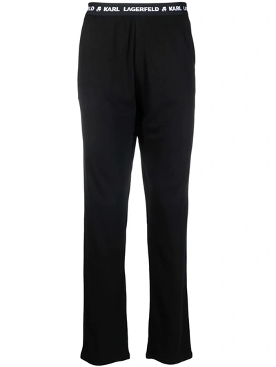 Karl Lagerfeld Logo-waistband Pyjama Trousers In Black