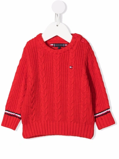 Tommy Hilfiger Junior Babies' Cable-knit Jumper In Red