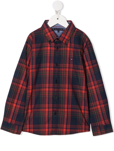 Tommy Hilfiger Junior Kids' Plaid-check Print Shirt In Red