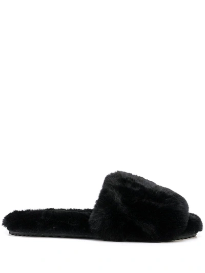 Apparis Diana Faux-fur Slippers In Noir