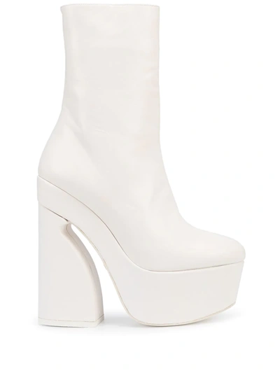 Giambattista Valli Platform Calf-high Leather Boots In Weiss