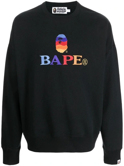 A Bathing Ape Logo Print Sweatshirt In Schwarz