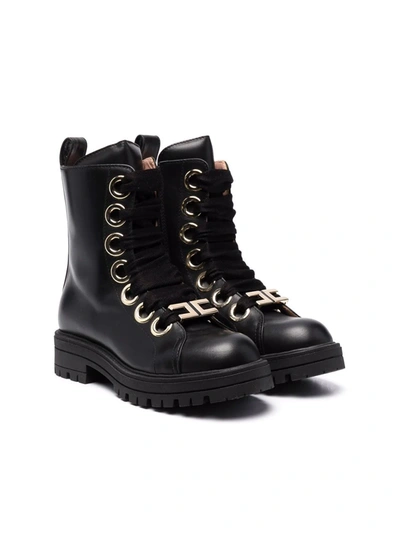 Elisabetta Franchi La Mia Bambina Kids' Logo-plaque Detail Boots In Black