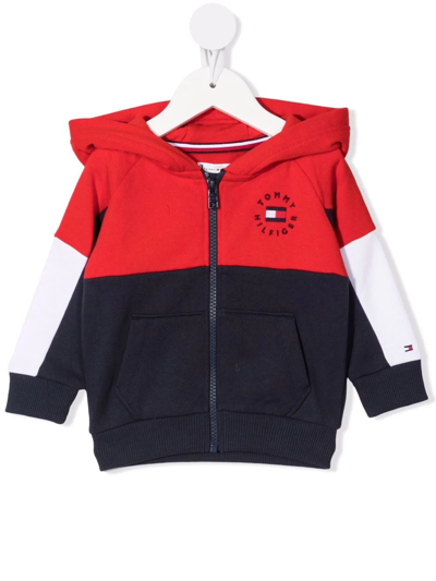 Tommy Hilfiger Junior Babies' Colour-block Logo Hoodie In Red