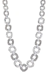 LOIS HILL STERLING SILVER SCROLL FILIGREE & HAMMERED SQUARE LINK COLLAR NECKLACE