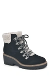 White Mountain Dynamite Faux Shearling Lined Bootie In Black/fabric