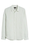 Vince Stripe Linen Button-down Shirt In Surfside/ Off White