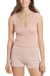 Juicy Couture Ribbed-trim Sweater Shorts In Rose Marled Combo