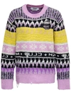 MSGM MULTICOLOR IKAT SWEATER WITH RIPPED INSERTS,3142MDM22321798203