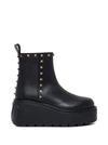 Valentino Uniqueform Leather Ankle Boots In Black