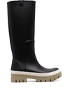 Tory Burch Ridged Rubber Sole Boots In Schwarz