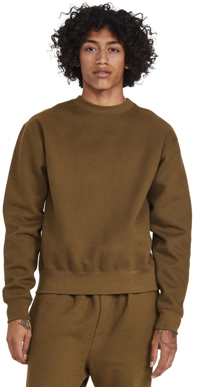 Lemaire Crew-neck Cotton-blend Jersey Sweatshirt In Brown
