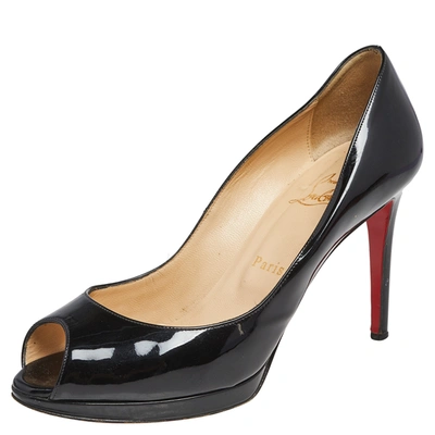 Pre-owned Christian Louboutin Black Patent Leather New Prive Pumps Size 38.5
