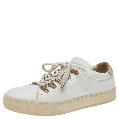 Pre-owned Tod's White Leather Tassel Trim Low Top Sneakers Size 39
