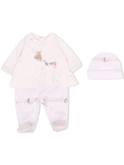 Lapin House Floral Print Babygrow Set In 粉色