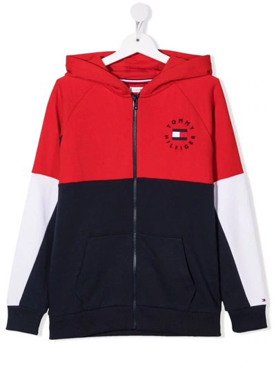 Tommy Hilfiger Junior Kids' Colour-block Logo Hoodie In 蓝色