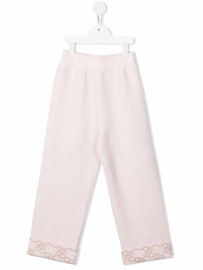 Fendi Logo-print Detail Trousers In 粉色