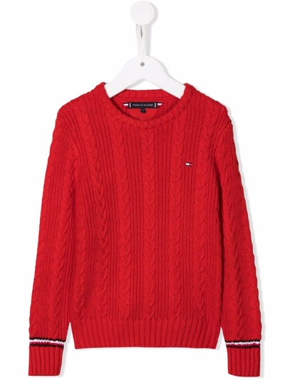 Tommy Hilfiger Junior Cable-knit Logo Jumper In 红色