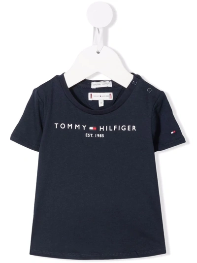 Tommy Hilfiger Junior Babies' Logo-print T-shirt In 蓝色