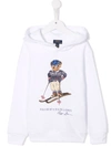 Polo Ralph Lauren Logo Print Pullover Hoodie In 白色