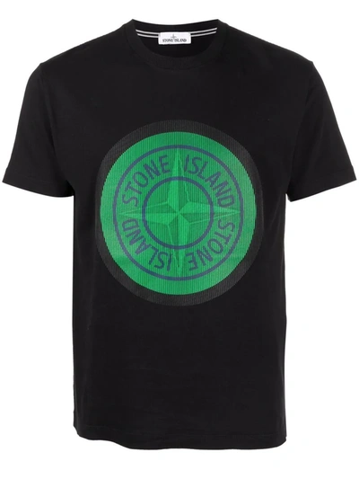 Stone Island Compass Logo Cotton T-shirt In Black