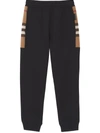 Burberry Stephan Vintage Check-detail Track Pants In Black